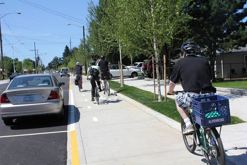 SF s First Raised Parking Protected Bike Lane in Construction on